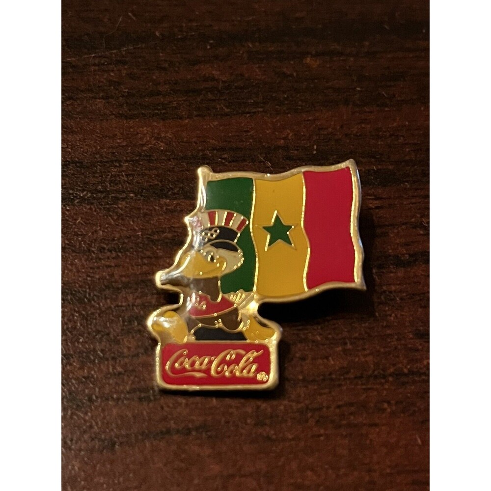 Vintage 1984 Los Angeles Olympics Coca Cola Sam Eagle Senegal Flag Lapel Pin